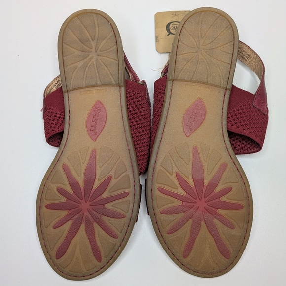 Born Red Leather Knit Mesh Flat Sandals Velcro Strap Women's Size 10 - Picture 2 of 4